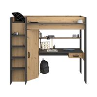 Leen Bakker - Hoogslaper Mike - Eikenkleur - 178,3x116,4x204,4 Cm - Spaanplaat - Bruin - 204.4x116.4x178.3 Cm