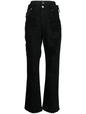 RTA jean effet-usé à taille double - Noir
