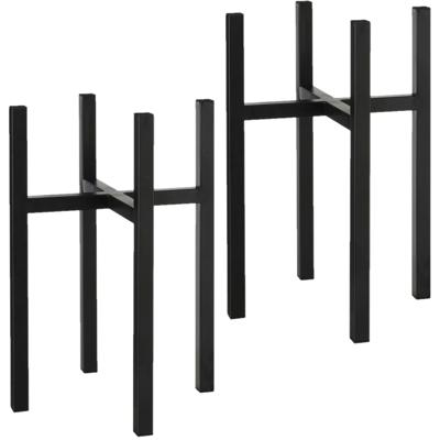 Mica Decorations - 2x - bloempot plantenpot standaard / verhoger - zwart - B34 x H50 cm - metaal