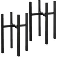 Mica Decorations - 2x - bloempot plantenpot standaard / verhoger - zwart - B34 x H50 cm - metaal