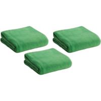 Fleece deken/plaid - 3x - groen - 120 x 150 cm - Polyester fleece - 180 gram - lekker warm kleedje