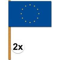 Zwaaivlaggetjes Europa - 2x - Polyester - 30 x 45 cm - Europese vlag
