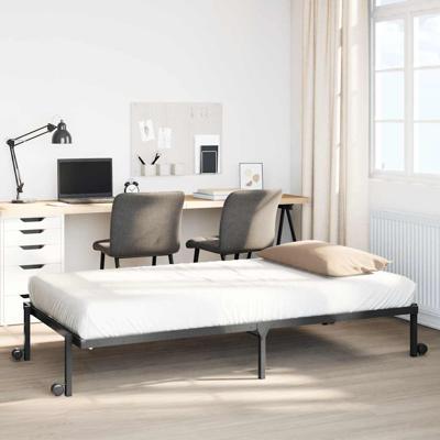 Bedframe zonder matras opvouwbaar 100x190 cm staal zwart