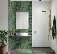 Tegelstickers badkamer klavermotief goud