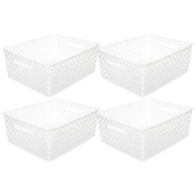 5Five Opbergmand/box van kunststof - 4x - wit - 29 x 35 x 13 cm - 11 liter