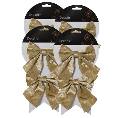 Kerstornamenten strikken - 8x - velvet creme - 12 x 13 cm - kerstboomstrikjes