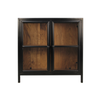 Vitrinekast Kingston Laag 2 Deur - Naturel/Zwart-Mango/Metaal