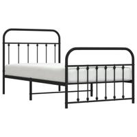 vidaXL Bedframe met hoofd- en voeteneinde metaal zwart 100x190 cm