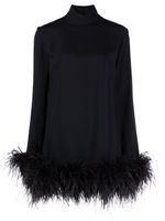 Taller Marmo robe courte Gina bordée de plumes - Noir