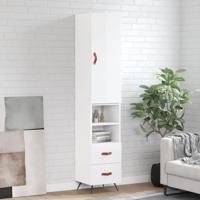 Hoge kast 34,5x34x180 cm bewerkt hout hoogglans wit