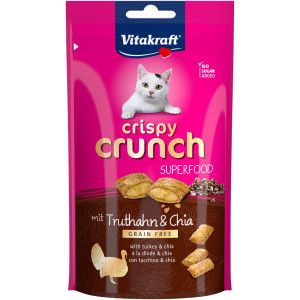 Vitakraft Crispy Crunch Superfood met kalkoen & chiazaad kattensnack (60 g) 4 verpakkingen