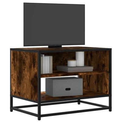 Tv-meubel 61x40x46 cm bewerkt hout metaal gerookt eikenkleurig