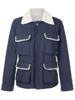 Isolda veste boutonnée à col en peau lainée - Bleu