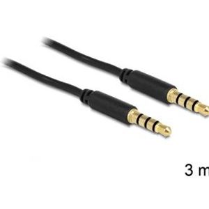 Delock 83437 Stereo Jack Kabel 3,5 mm 4-pins male naar male 3 m zwart