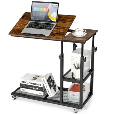 Laptop Tafel met Hoogte en Neiging Verstelbaar 3 Niveaus Bijzettafel Vintage