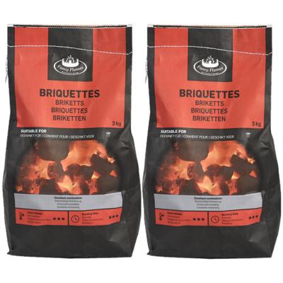 Fancy Flames Barbecue/BBQ Briketten - 2x - 3 kilo - 100% natuurlijk - geschikt voor BBQ