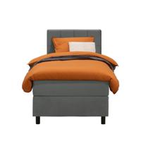 Leen Bakker - Boxspring Liv Geblokt - 90x200 Cm - Ronde Poot - Stof/Velvet - Grijs