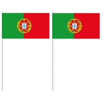 Zwaaivlaggetjes Portugal - 10x - papier - 12x24 cm - vlag op stokje - feest