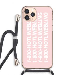 Hotline bling pink: iPhone 11 Pro Max Transparant Hoesje met koord