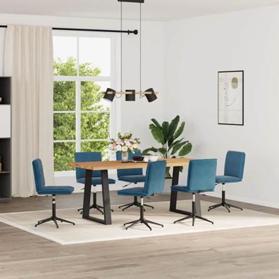 Eetkamerstoelen 6 st fluweel blauw