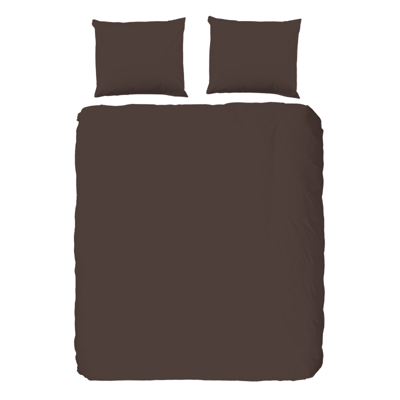 Dekbedovertrek Katoen Satijn Donkere Kleuren Effen 140x200 Cm Bruin Anti Allergie & Anti Huisstofmijt HIP - Dekbed-Discounter.nl