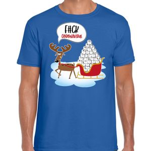 F#ck coronavirus fout Kerstshirt / outfit blauw voor heren