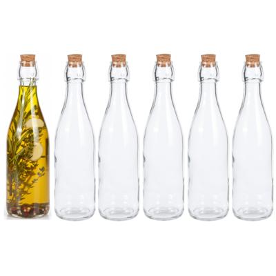 Excellent Houseware Weckflessen - 12x stuks - glas - transparant - 500 ml - met dop van kurk