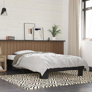 Bedframe bewerkt hout en metaal zwart 90x190 cm