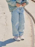 Wijde meisjesjeans medium lichaamsbouw lichtblauw