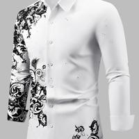 Bon&Bon LEGND Men's Yellow Floral Print Long Sleeve Casual Shirt White / M