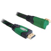 Delock 82951 HDMI-kabel HDMI Aansluitkabel HDMI-A-stekker 1 m Zwart, Groen Rond, 4K UHD, Vergulde steekcontacten, Verdraaid