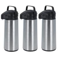 Thermoskan/isoleerkan - 3x - met pomp - RVS - 1,8 liter - Koffiekannen/theekannen