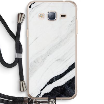 Elegante marmer: Samsung Galaxy J3 (2016) Transparant Hoesje met koord