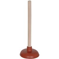 Robuuste gootsteen ontstopper/plopper - hout/rubber - 14 x 32 cm