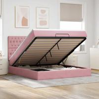 Ottoman bed met matrassen 180x200cm fluweel roze