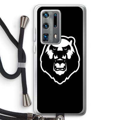 Angry Bear (black): Huawei P40 Pro Plus Transparant Hoesje met koord