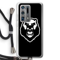 Angry Bear (black): Huawei P40 Pro Plus Transparant Hoesje met koord