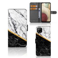 Samsung Galaxy A12 | Bookcase | Marmer Wit Zwart - Origineel Cadeau Man
