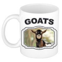 Dieren gevlekte geit beker - goats/ geiten mok wit 300 ml     -