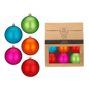 Kerstballen - 6x stuks - gekleurd - kunststof - 8 cm - millieubewust verpakt