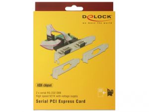 Delock 89641 PCI Express x1-kaart naar 2 x seriële RS-232 hoge snelheid 921K met voedingsspanning