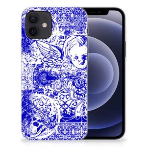 Silicone Back Case iPhone 12 | 12 Pro (6.1") Angel Skull Blauw