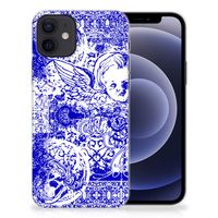 Silicone Back Case iPhone 12 | 12 Pro (6.1") Angel Skull Blauw - thumbnail