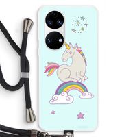 Regenboog eenhoorn: Huawei P50 Transparant Hoesje met koord