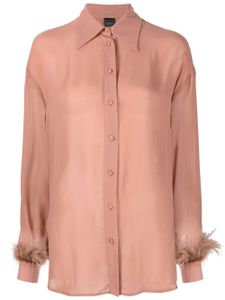 PINKO blouse en crêpe à détails de plumes - Rose