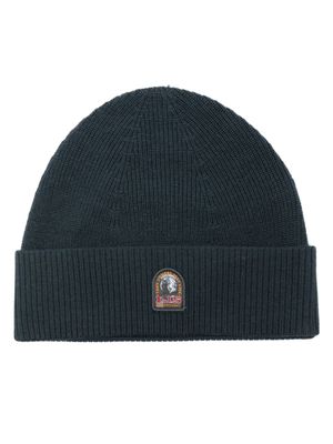 Parajumpers bonnet en maille nervurée à patch logo - Bleu