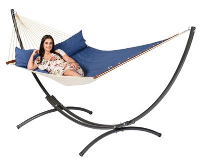 Hangmatset Familie Arc & Vegas Blue - Amerikaanse, Spreidstang, Weerbestendig - Blauw - 180 kg - Tropilex