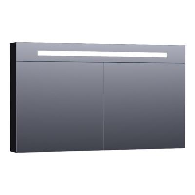 Brauer Promise Deluxe Spiegelkast - 120 cm - met Directe Verlichting - 2 Dubbelzijdige Spiegeldeuren - Mat Zwart