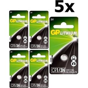 5 Stuks GP CR 1/3 N 6131 170mAh 3V knoopcelbatterij