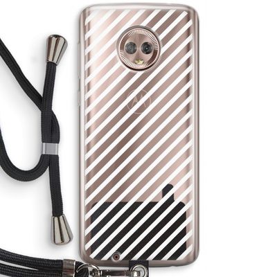 Strepen zwart-wit: Motorola Moto G6 Transparant Hoesje met koord
